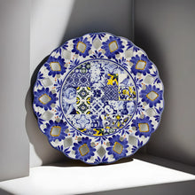 Load image into Gallery viewer, Hand-Painted Traditional Portuguese Blue Floral Tile Azulejo 11&quot; Decorative Plate
