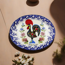 Load image into Gallery viewer, Traditional Rooster Galo Barcelos Floral Ceramic Oval Platter
