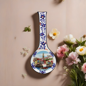 Traditional Porto Portugal Decorative Ceramic Spoon Rest, Utensil Holder