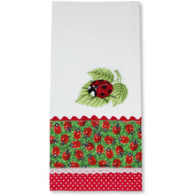 Load image into Gallery viewer, 100% Cotton Decorative Kitchen Dish Towel with Border - Made in Portugal - Ladybug
