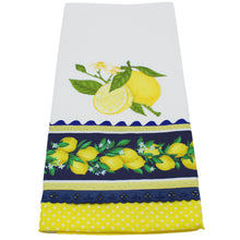 Load image into Gallery viewer, 100% Cotton Decorative Kitchen Dish Towel with Border - Made in Portugal - Lemons
