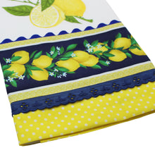 Load image into Gallery viewer, 100% Cotton Decorative Kitchen Dish Towel with Border - Made in Portugal - Lemons
