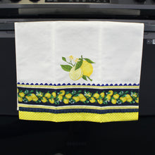 Load image into Gallery viewer, 100% Cotton Decorative Kitchen Dish Towel with Border - Made in Portugal - Lemons
