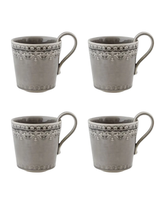 Bordallo Pinheiro Rua Nova Anthracite Mug, Set of 4