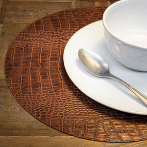 Costa Nova Club 100% PU Caramel Round Placemat Set