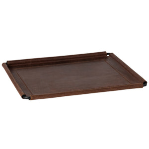 Costa Nova Leather 12" Brown Rectangular Tray