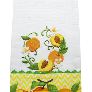 100% Cotton Decorative Kitchen Dish Towel with Border - Made in Portugal - Peaches