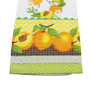 100% Cotton Decorative Kitchen Dish Towel with Border - Made in Portugal - Peaches