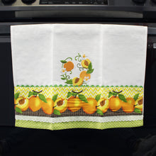 Load image into Gallery viewer, 100% Cotton Decorative Kitchen Dish Towel with Border - Made in Portugal - Peaches
