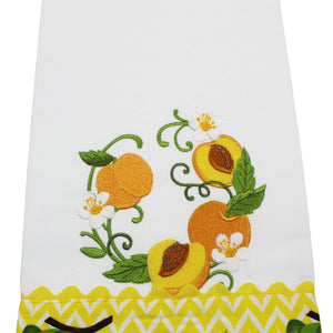 100% Cotton Decorative Kitchen Dish Towel with Border - Made in Portugal - Peaches Orange