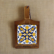 Load image into Gallery viewer, Traditional Portuguese Ceramic Tile Wooden Cheese Cutting Board
