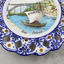 Load image into Gallery viewer, Hand-Painted Traditional Floral Blue Porto Portugal 11&quot; Decorative Plate
