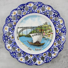 Load image into Gallery viewer, Hand-Painted Traditional Floral Blue Porto Portugal 11&quot; Decorative Plate
