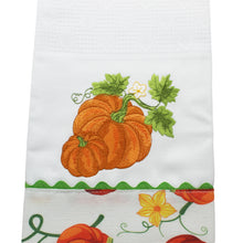 Load image into Gallery viewer, 100% Cotton Decorative Kitchen Dish Towel with Border - Made in Portugal - Pumpkin
