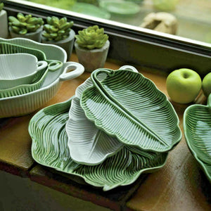 Bordallo Pinheiro Leaves Green Banana Leaf Salad Bowl