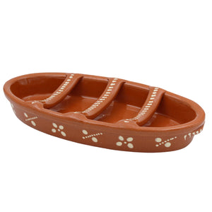 Traditional Portuguese Clay Terracotta Hand-Painted Sausage Roaster