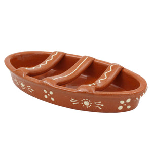 Traditional Portuguese Clay Terracotta Hand-Painted Sausage Roaster