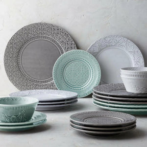 Bordallo Pinheiro Rua Nova Anthracite 16 Piece Dinnerware Set