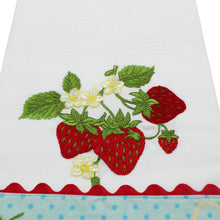 Load image into Gallery viewer, 100% Cotton Decorative Kitchen Dish Towel with Border - Made in Portugal - Strawberry
