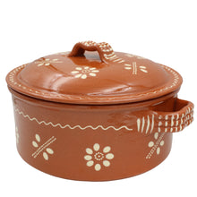 Load image into Gallery viewer, Traditional Portuguese Clay Terracotta Hand-Painted Cazuela Cooking Pot with Lid
