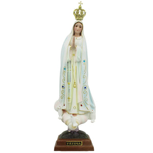 15" Our Lady Of Fatima Virgin Mary White Religious Statue, #1023