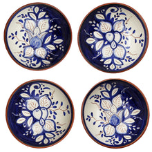 Load image into Gallery viewer, Hand-Painted Portuguese Pottery Clay Terracotta Blue Floral Snack Bowl Set
