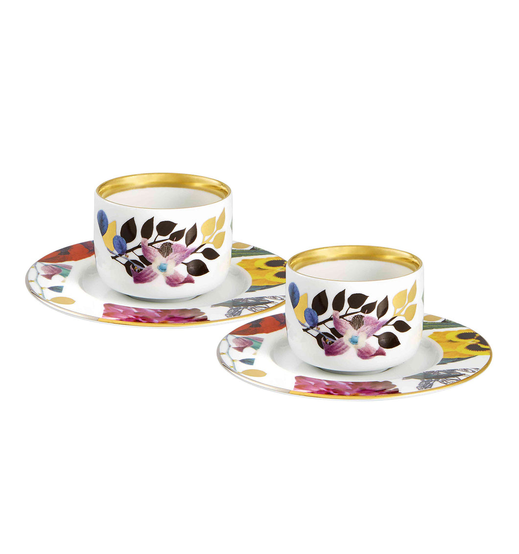 Vista Alegre Primavera Coffee Cups and Saucers, Set of 2