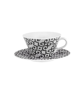 Vista Alegre Portuguese Cobblestone Tea Cups & Saucers, Set of 2