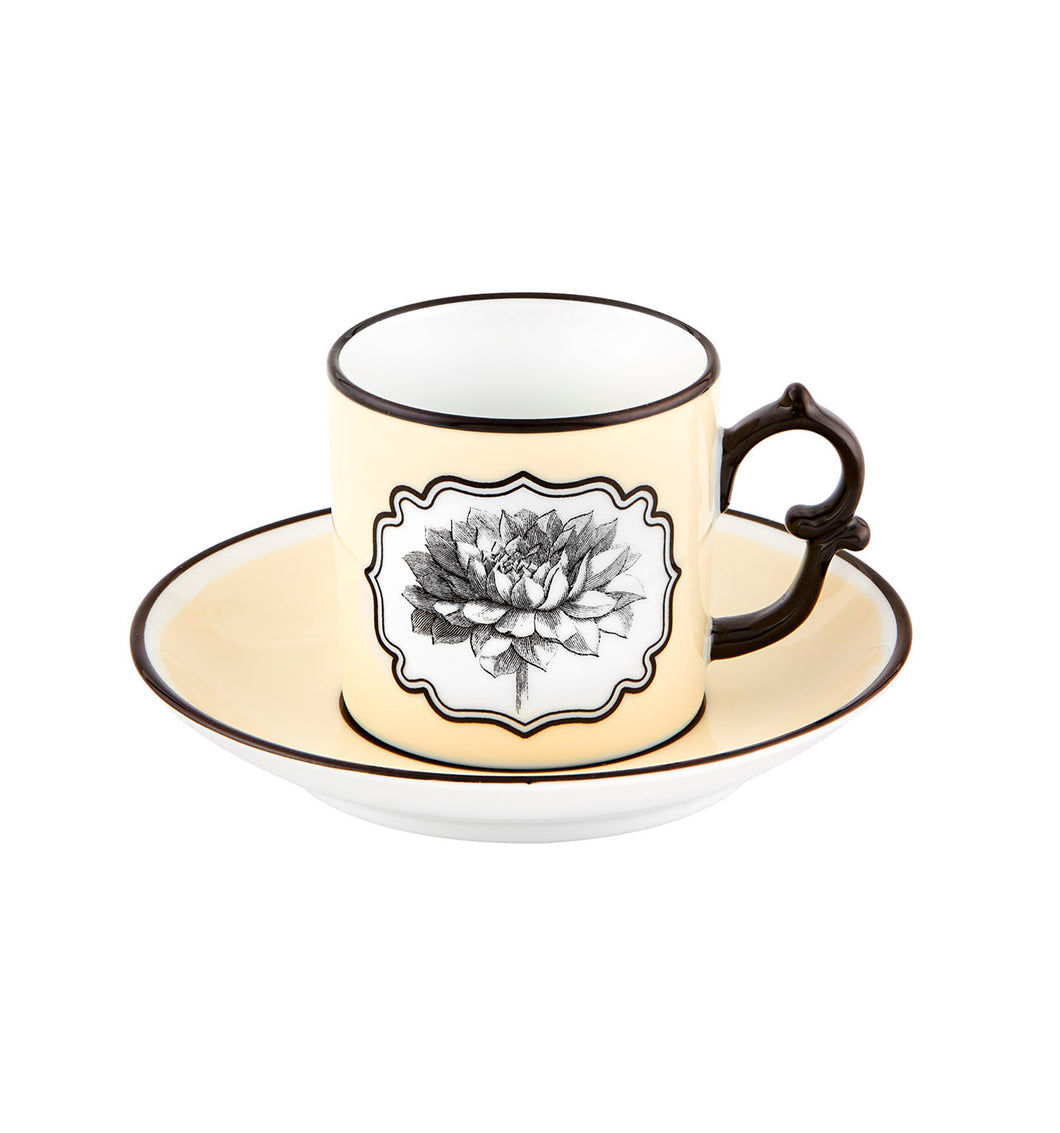 Vista Alegre Herbariae Yellow Coffee Cup and Saucer