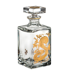 Vista Alegre Crystal Golden Whisky Decanter with Gold Snake