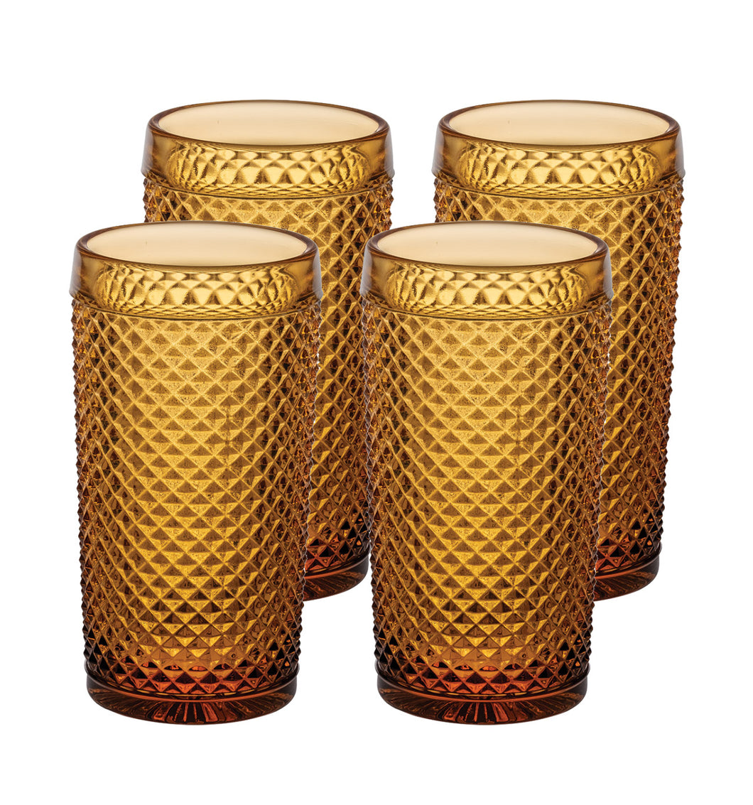 Vista Alegre Bicos Amber Highballs, Set of 4