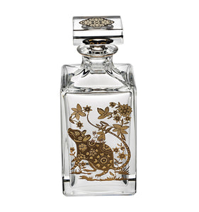 Vista Alegre Crystal Golden Whisky Decanter with Gold Rat