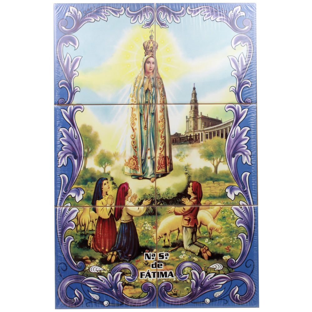 Our Lady of Fatima Apparition Portuguese Ceramic Tile Art Wall Panel Mural Decor