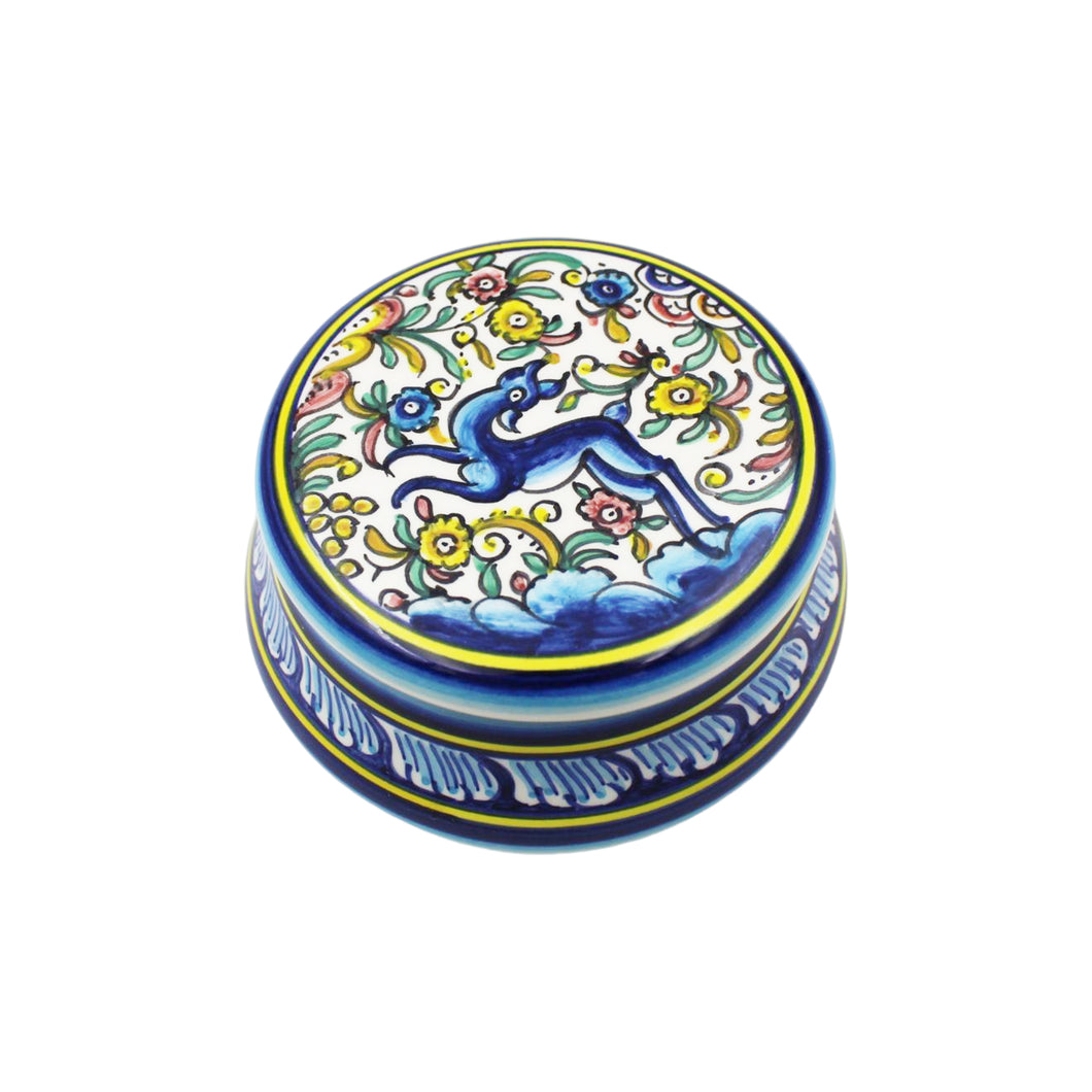 Coimbra Ceramics Hand-painted Decorative Round Box with Lid XVII Cent Recreation #116-1 1700