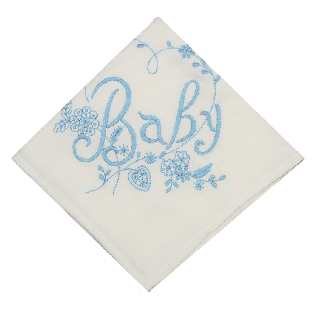 Portuguese Embroidered Blue Baby Burp Cloth 