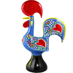 Traditional Portuguese Aluminum Blue Good Luck Rooster Galo de Barcelos