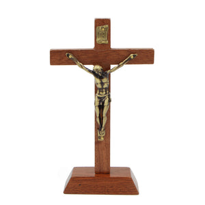 7" Wooden Altar Crucifix With Stand