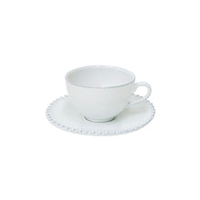 Load image into Gallery viewer, Costa Nova Pearl 8 oz. White Tea Cup and Saucer Set
