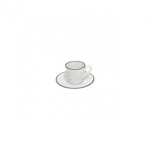 Costa Nova Beja 3 oz. White Blue  Coffee Cup and Saucer Set