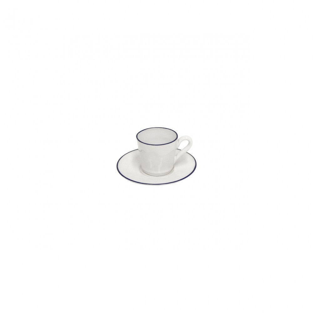 Costa Nova Beja 3 oz. White Blue  Coffee Cup and Saucer Set