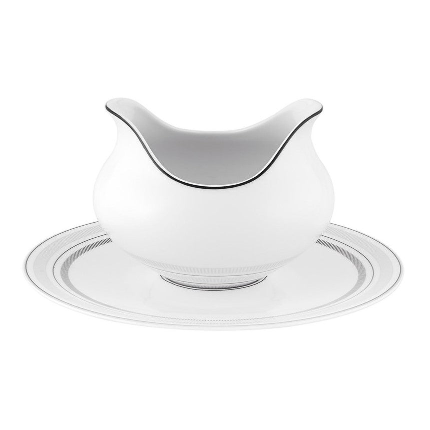 Vista Alegre Elegant Porcelain Sauceboat and Stand