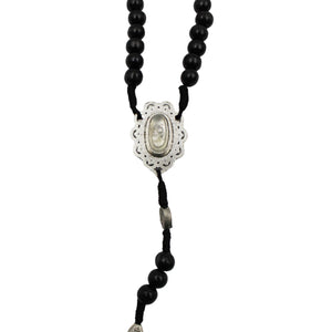 Our Lady of Fatima Black Wood Shiny Beads Rosary