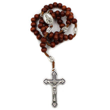 Load image into Gallery viewer, Our Lady of Fatima Brown Wood Shiny Beads Rosary
