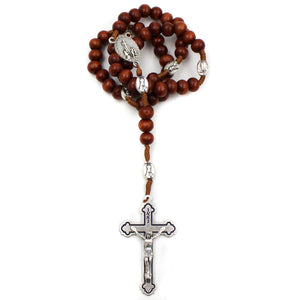 Our Lady of Fatima Brown Wood Shiny Beads Rosary