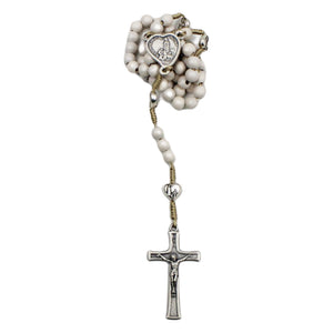 Our Lady of Fatima White Wood Beads Rosary