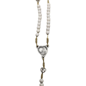 Our Lady of Fatima White Wood Beads Rosary