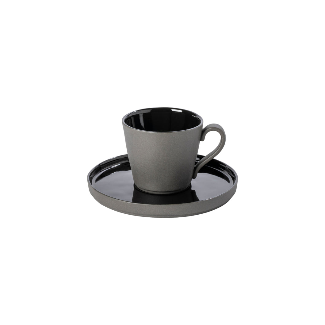 Costa Nova Lagoa Eco Gres 7 oz. Black Tea Cup & Saucer