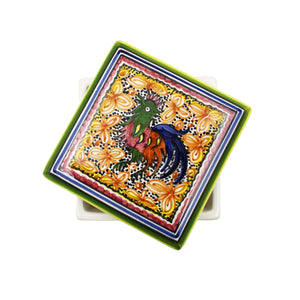 Coimbra Ceramics Hand-painted Decorative Square Box with Lid XVII Cent Recreation #209