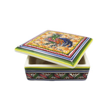 Load image into Gallery viewer, Coimbra Ceramics Hand-painted Decorative Square Box with Lid XVII Cent Recreation #209
