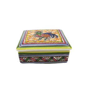 Coimbra Ceramics Hand-painted Decorative Square Box with Lid XVII Cent Recreation #209